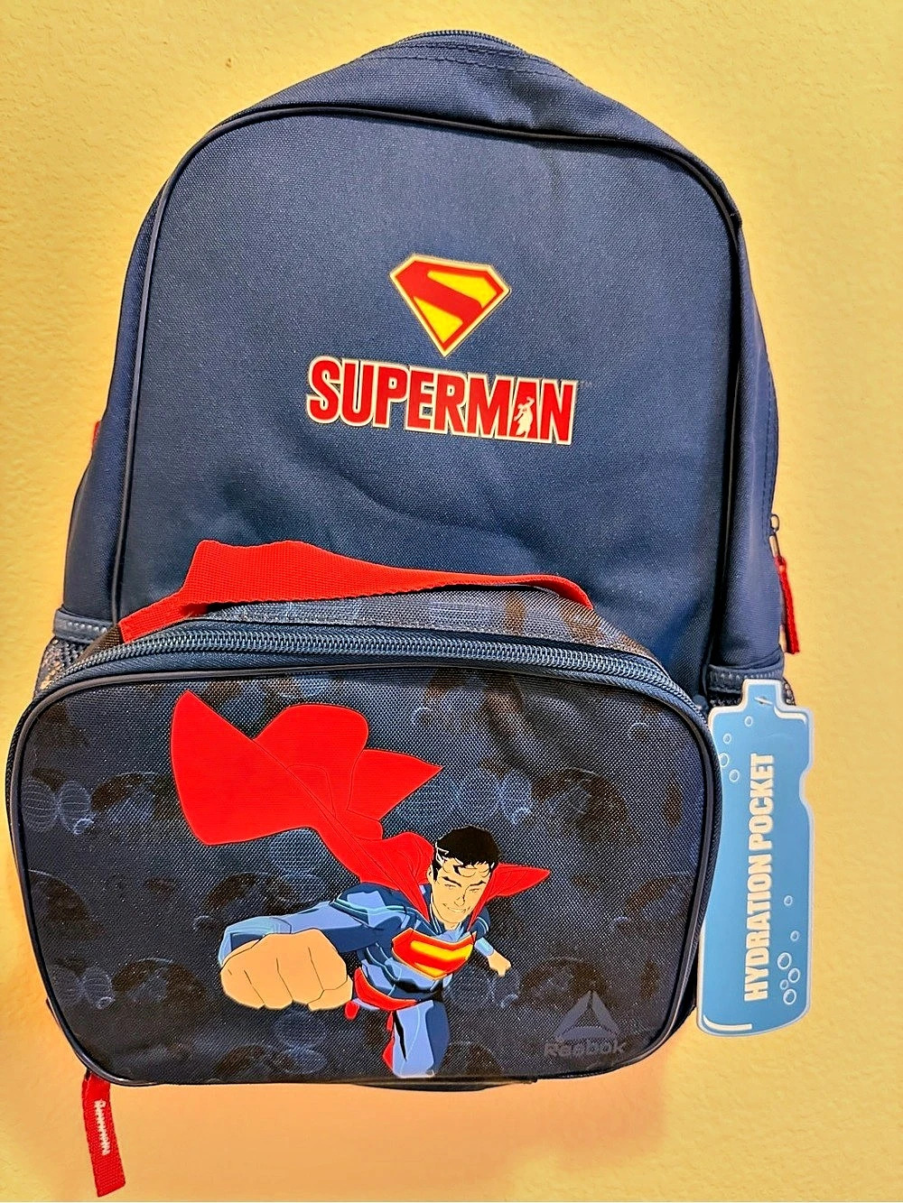 Reebok Superman backpack Lunch Bag Blue & Red
